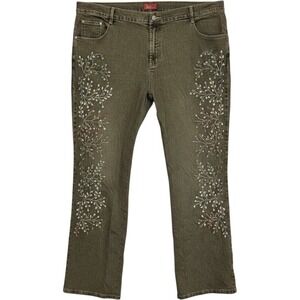 Azita Jeans Y2K Dark Wash Floral Embroidered Beaded Jeans Size 24
